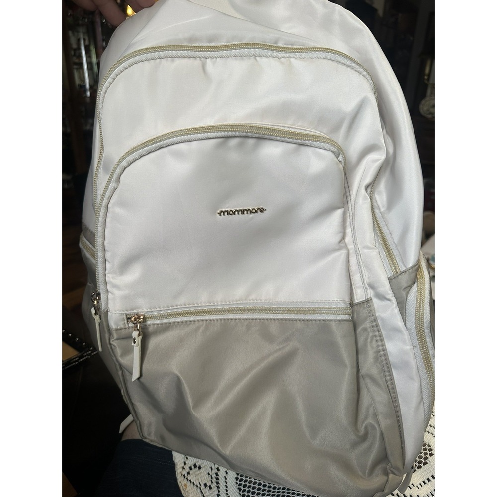 mommore Diaper Bag Backpack Breast Pump Bag Light Beige Large Capacity